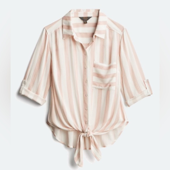 Women’s Flowy Front Tie Button Down Shirt | Size Medium - Picture 5 of 5